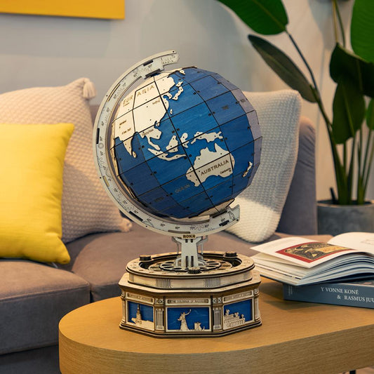 Rotatable 3D Globe Wooden Puzzle Kit