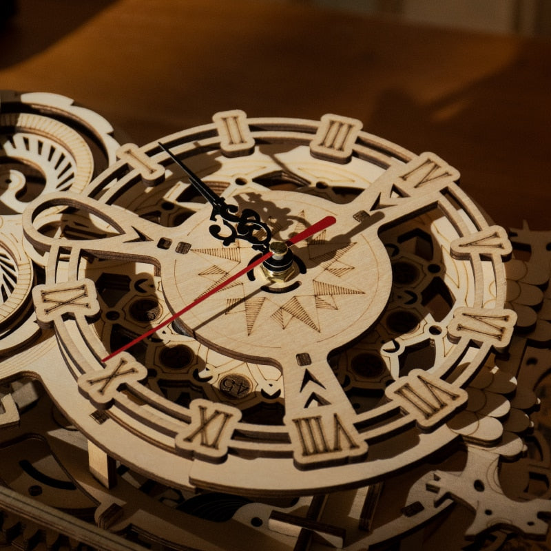 3D Owl Clock Wooden Model Building Block Kits
