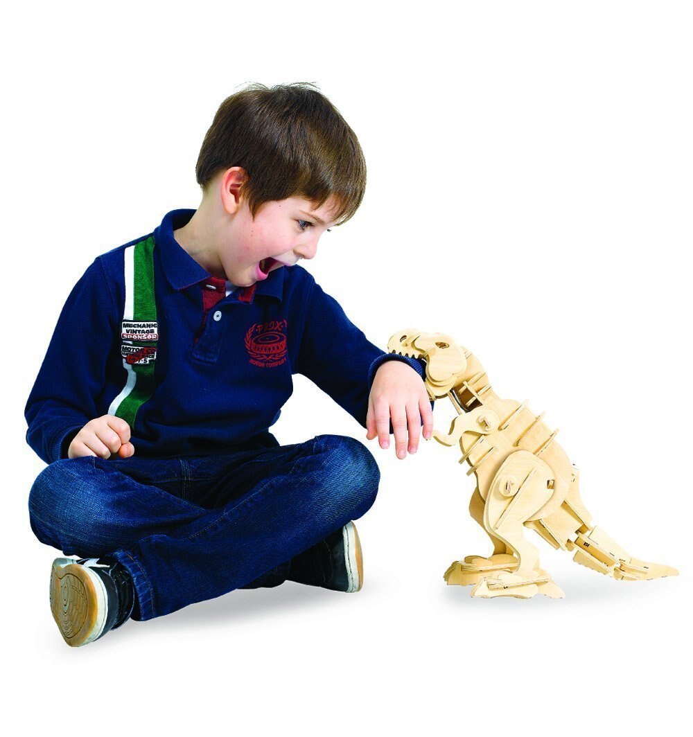 Diy 3D Walking T-REX Wooden Puzzle Kit Sound Control Dinosaur Toy Present –  Leones Marvelous Items