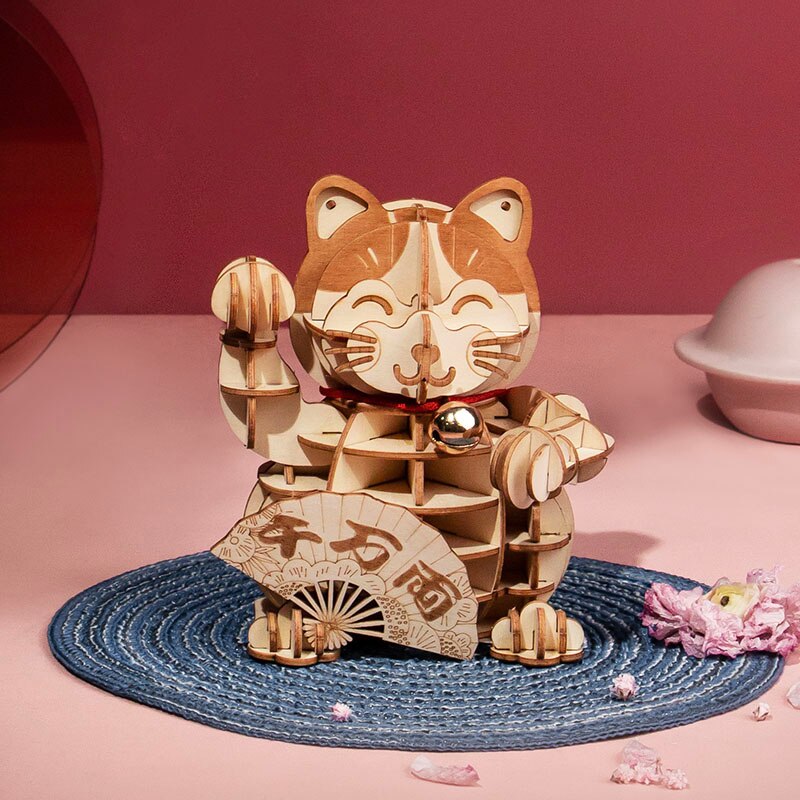 Diy Plutus Cat 3D Wooden Puzzle Kit Assembly Toy Present