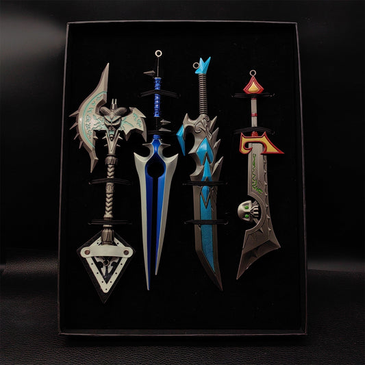 Classical Game Weapons Shadowmourne Axe The Unbreakable Will Blade Thunderfury Blessed Blade of the Windseeker Ashbringer 4 in 1 Pack