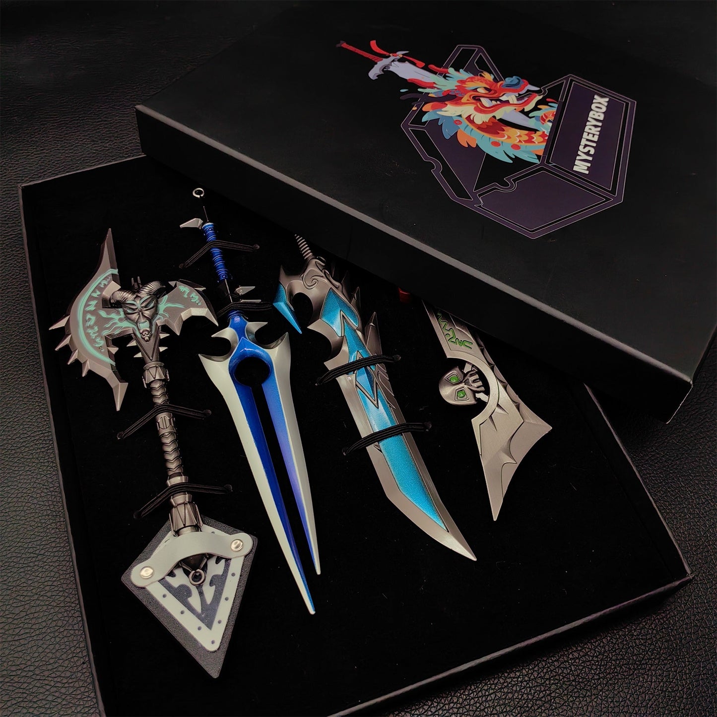 Classical Game Weapons Shadowmourne Axe The Unbreakable Will Blade Thunderfury Blessed Blade of the Windseeker Ashbringer 4 in 1 Pack