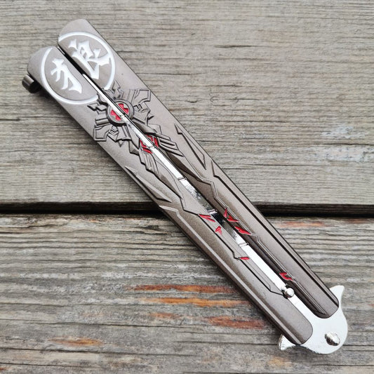 High-End CNC Blue Red Contrast Colored Balisong Butterfly Knife Trainer Safe  Dull Blade – Leones Marvelous Items