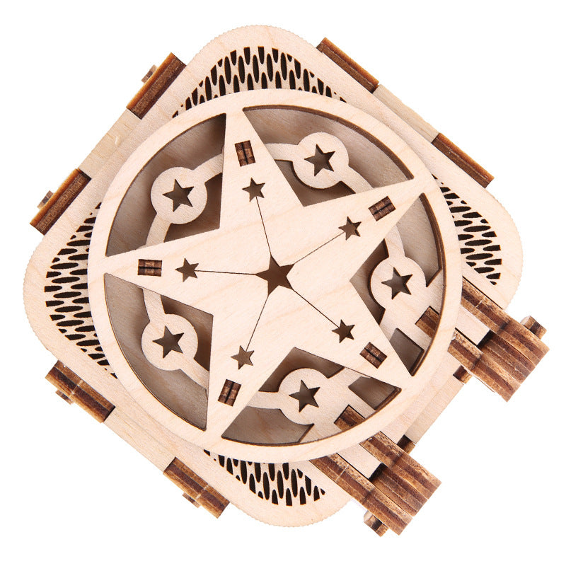 3D Wooden Puzzle Assembly Stars Music Box Model Kit