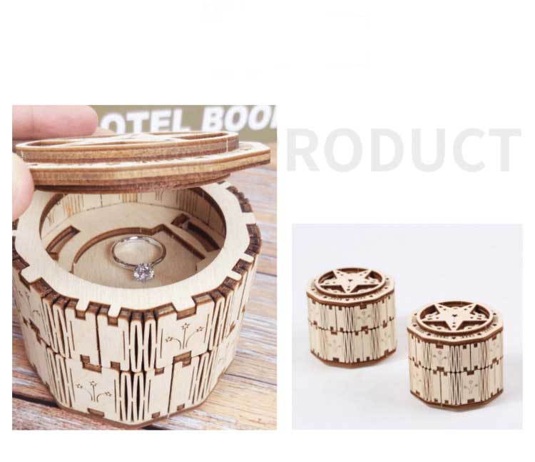 Music Box Ring Box Wooden Assembly Model 3D Three Dimensional Puzzle Box Gift Box