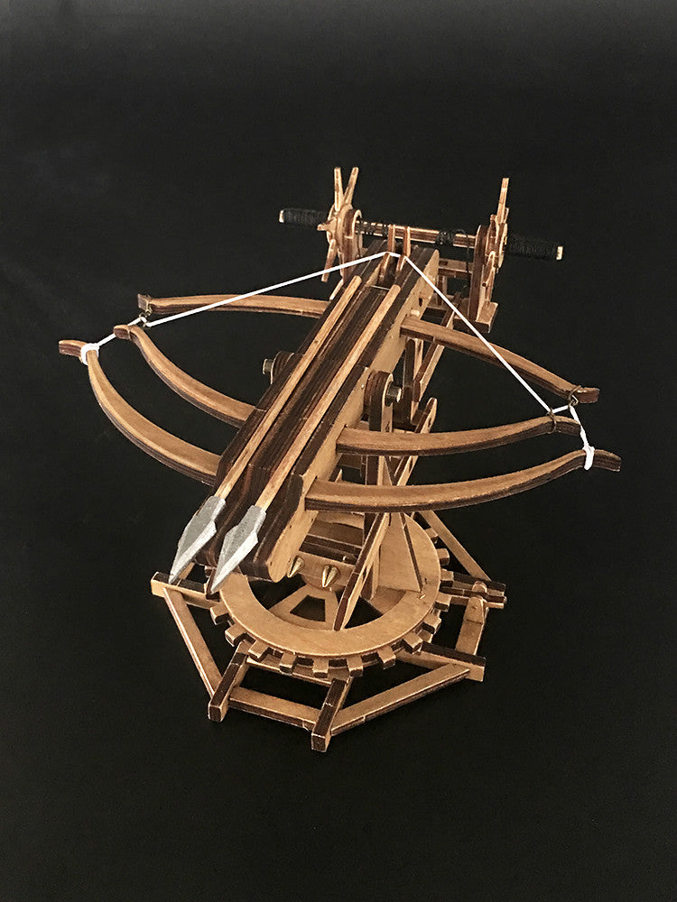 Rotating Crossbow Chariot Wooden Model Kit Ancient Crossbow Replica