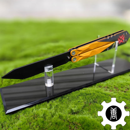Metal Champion Butterfly Knife Blunt Blade Balisong Trainer Display Fan Art