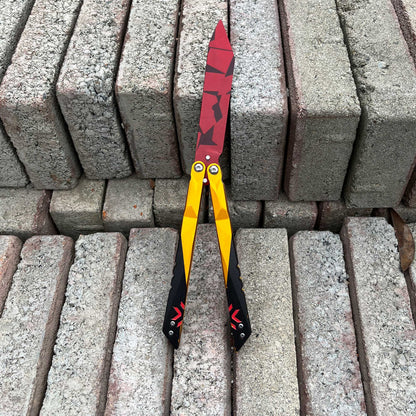 Metal Champion Butterfly Knife Blunt Blade Balisong Trainer Display Fan Art