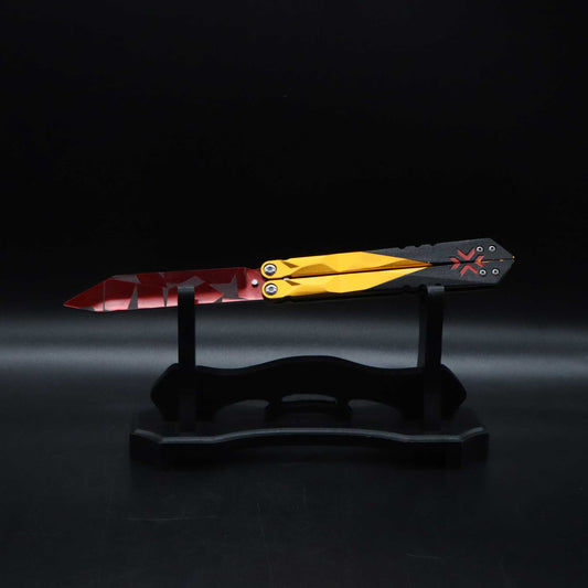 Metal Champion Butterfly Knife Blunt Blade Balisong Trainer Display Fan Art