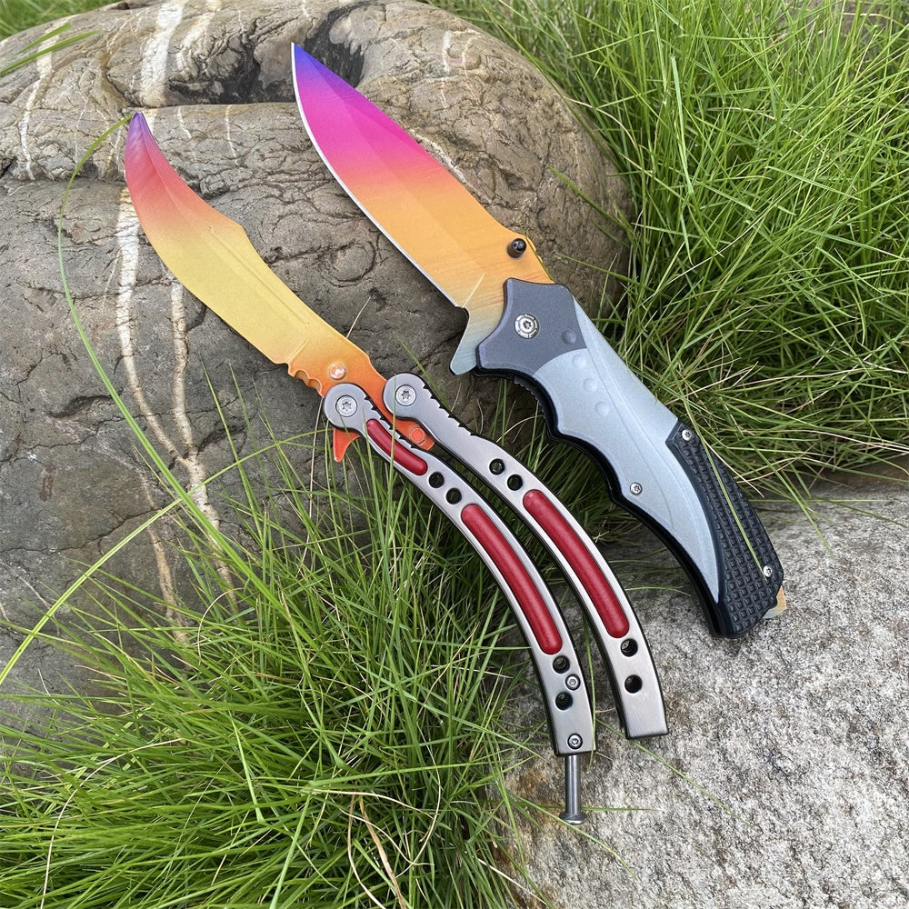 Metal Blunt Blade Fade Nomad Trainers & Folding Knife  2 in 1 Pack