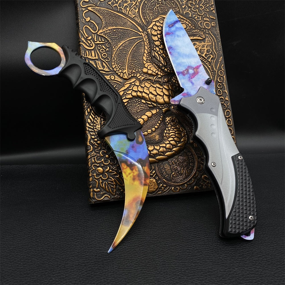 Metal Karambit Case Hardened Nomad Knife & Folding Knife 2 in 1 Pack