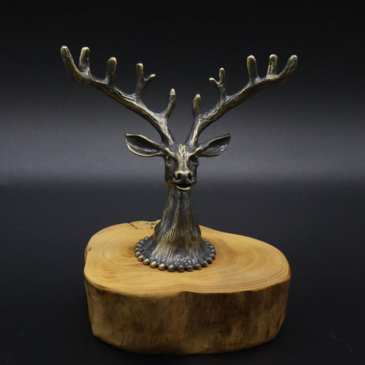 Creative Metal Elk Head Wooden Stand