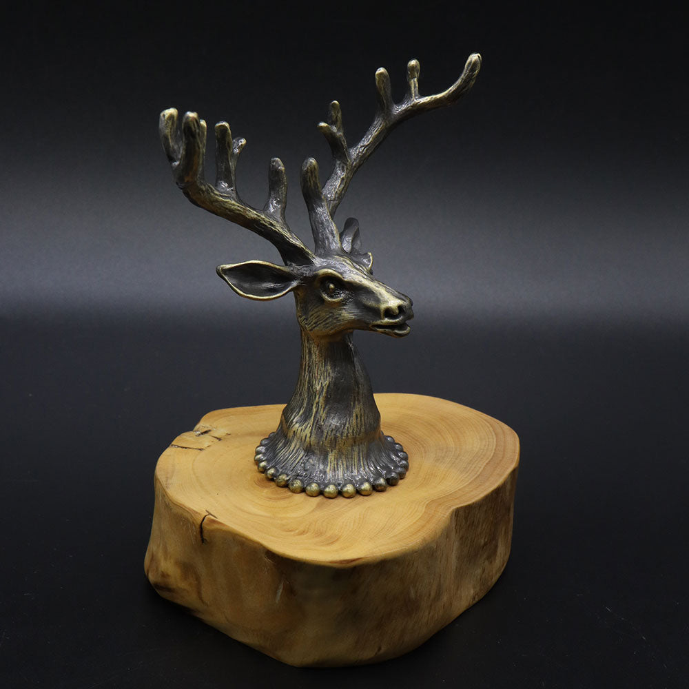 Creative Metal Elk Head Wooden Stand