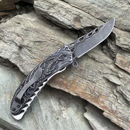 3D Western Dragon Folding Knife