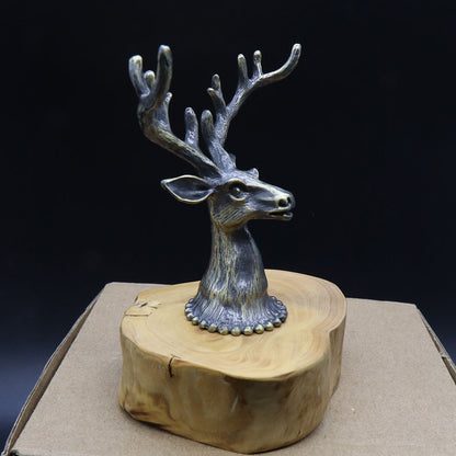Creative Metal Elk Head Wooden Stand
