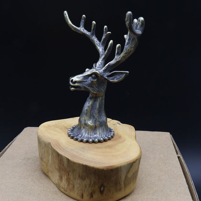 Creative Metal Elk Head Wooden Stand