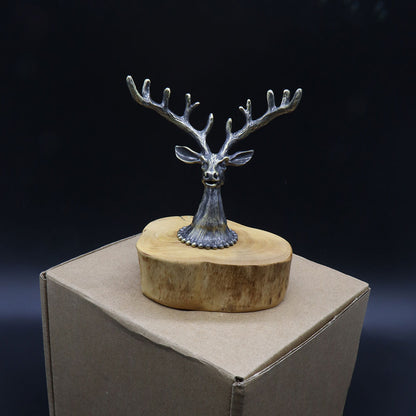 Creative Metal Elk Head Wooden Stand