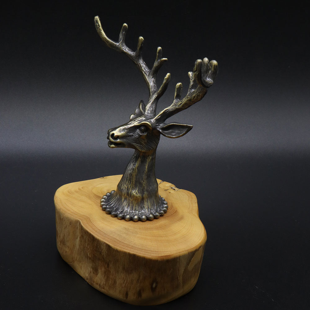 Creative Metal Elk Head Wooden Stand