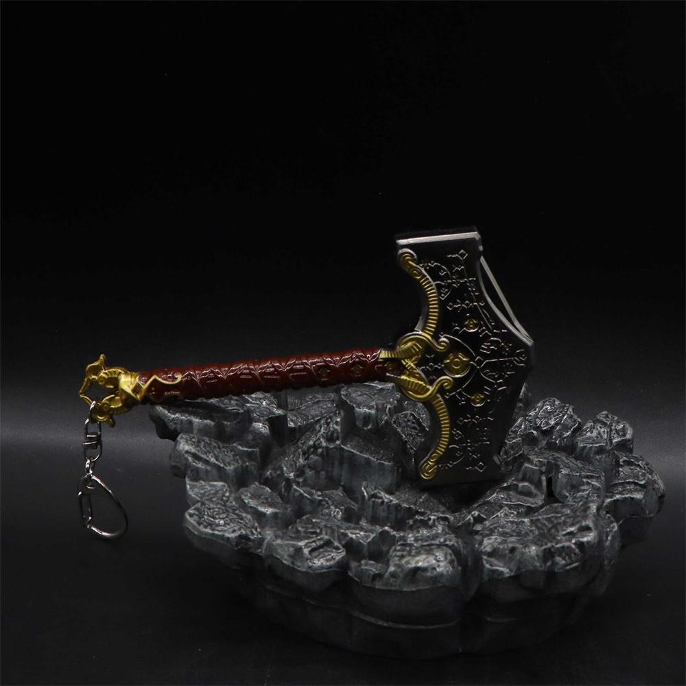 Metal Kratos Weapon Thor Hammer Mjölnir Keychain