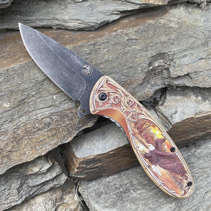 3D Sculpture Eagle Relief Folding Knife