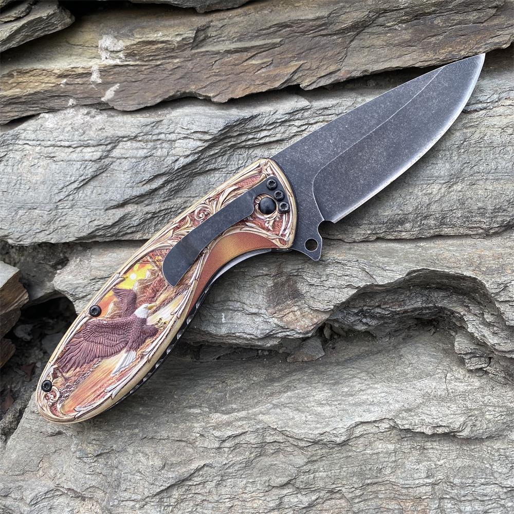 3D Sculpture Eagle Relief Folding Knife