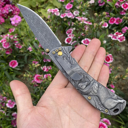 3D Horse Sculpture Folding Knife
