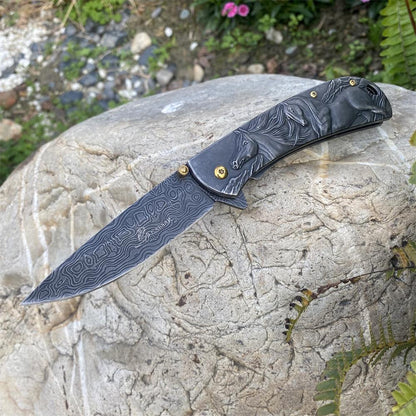 3D Horse Sculpture Folding Knife