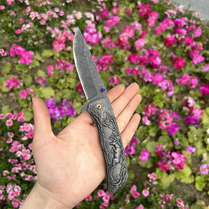 3D Sculpture Reindeer Folding Knife