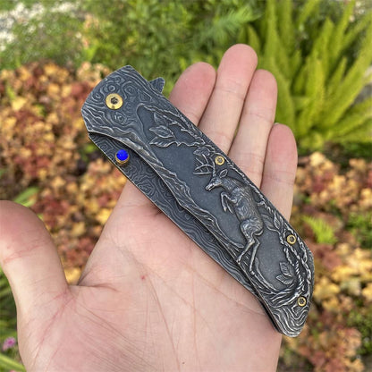 3D Sculpture Reindeer Folding Knife