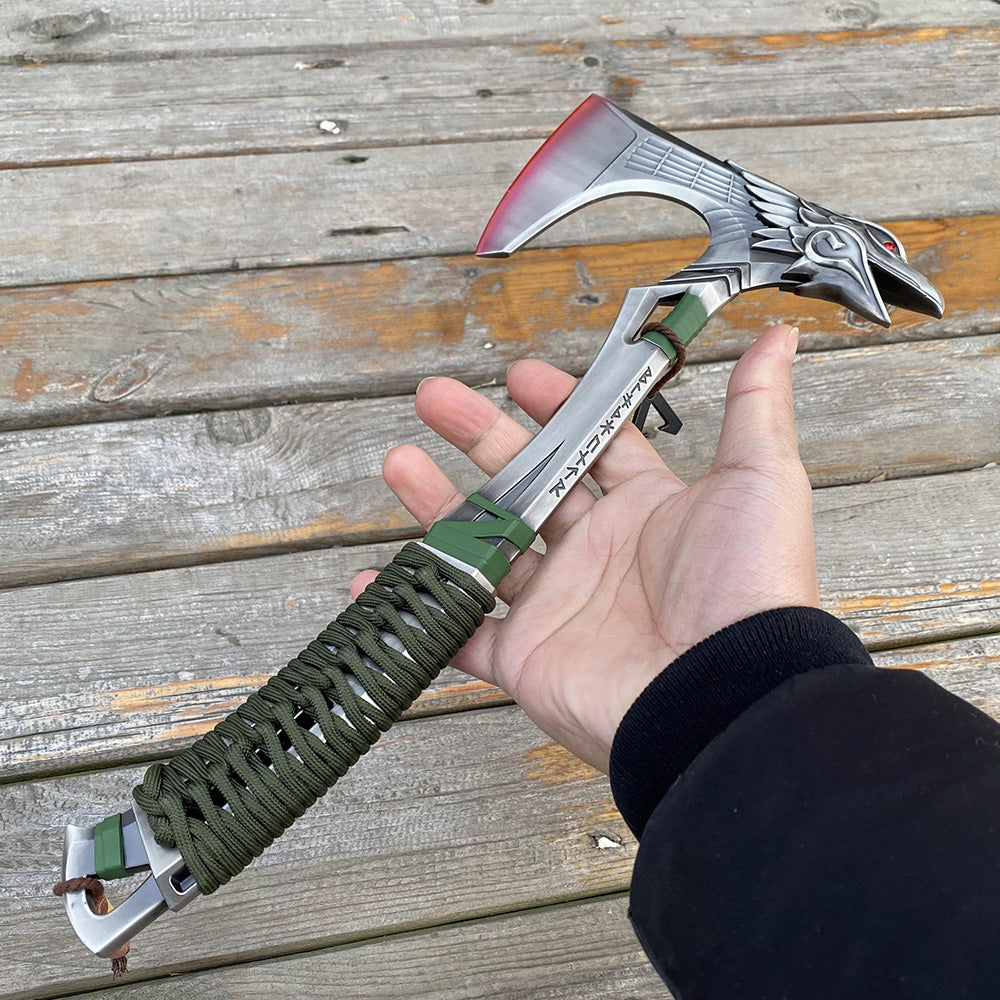 Full-Size New Raven Bite Axe Bloodhound Heirloom 100% Metal With Real Rope Wrapped Handle