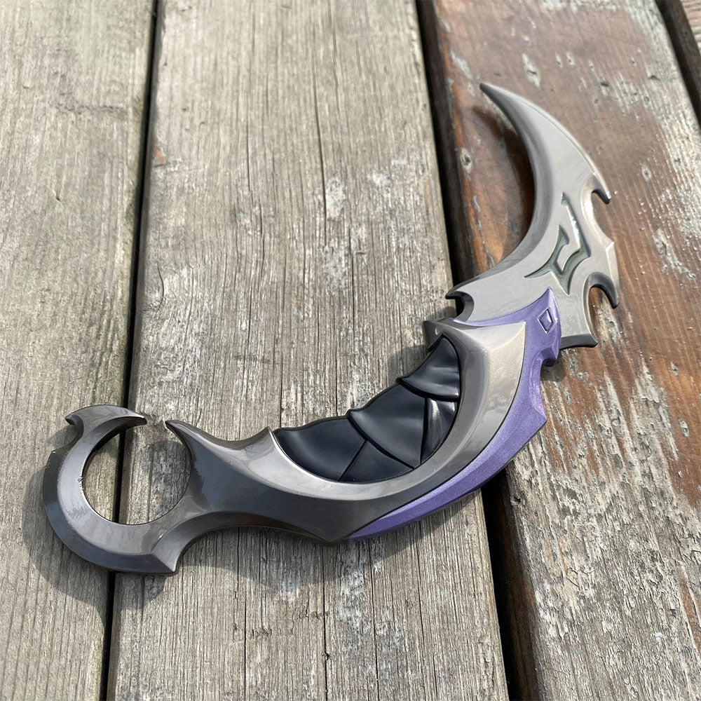 Metal Purple Reaver Karambit Blunt Blade Trainer Cosplay Prop Collectibles