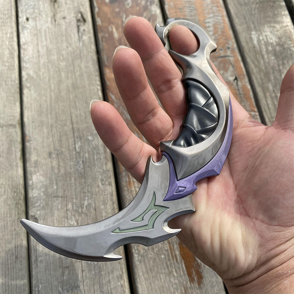 Metal Purple Reaver Karambit Blunt Blade Trainer Cosplay Prop Collectibles