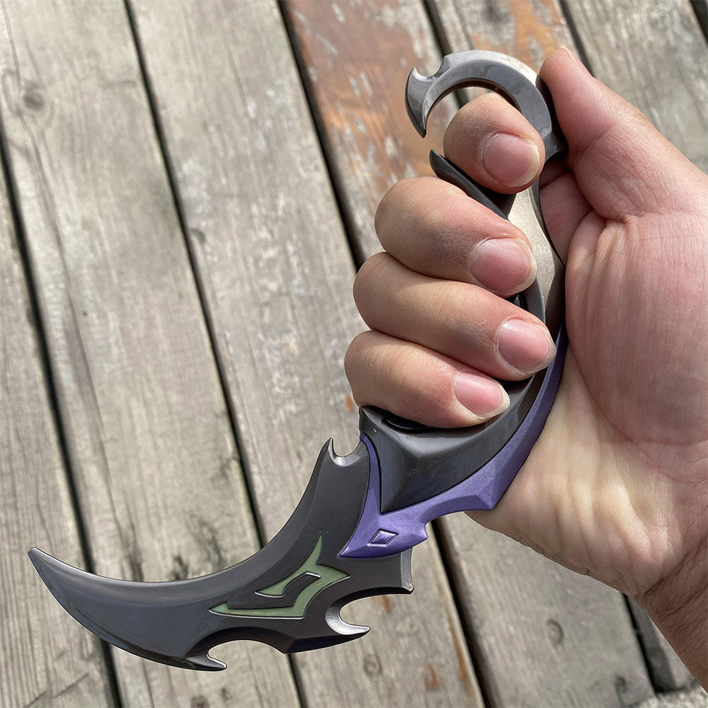 Metal Purple Reaver Karambit Blunt Blade Trainer Cosplay Prop Collectibles