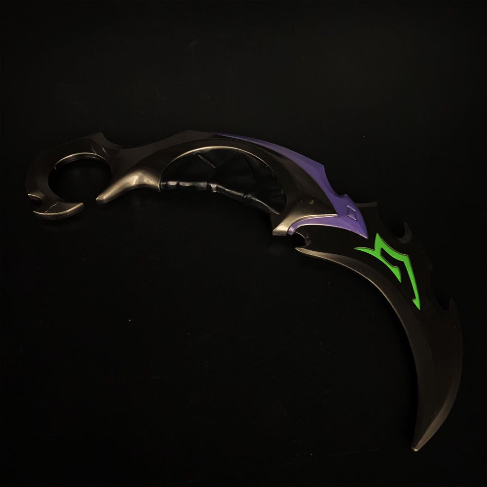 Metal Purple Reaver Karambit Blunt Blade Trainer Cosplay Prop Collectibles