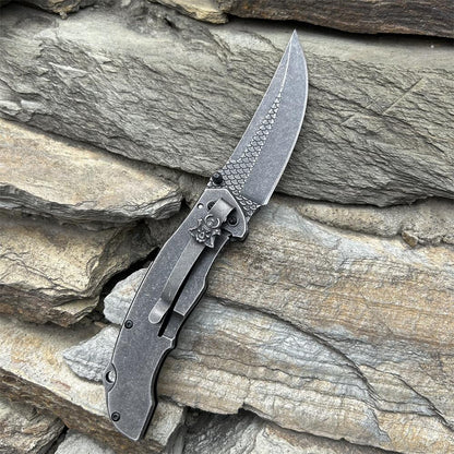 3D Samurai Sculpture Folding Knife