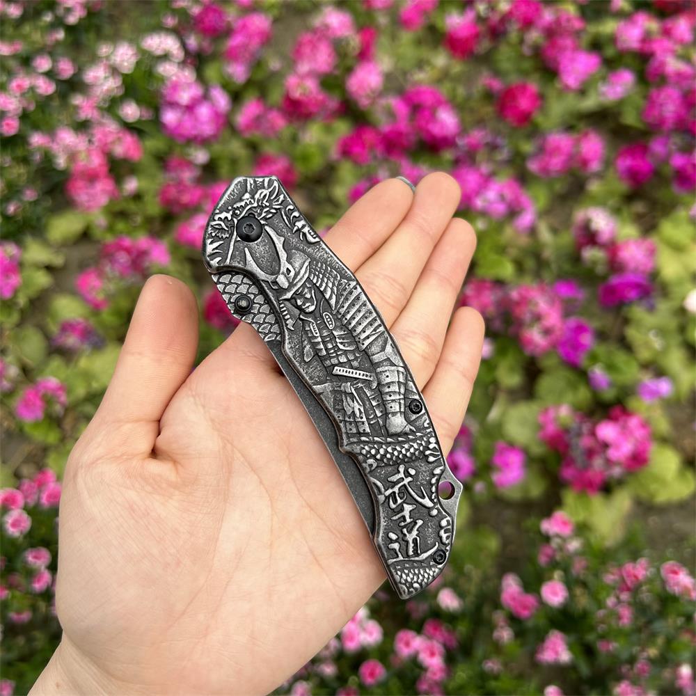 3D Samurai Sculpture Folding Knife