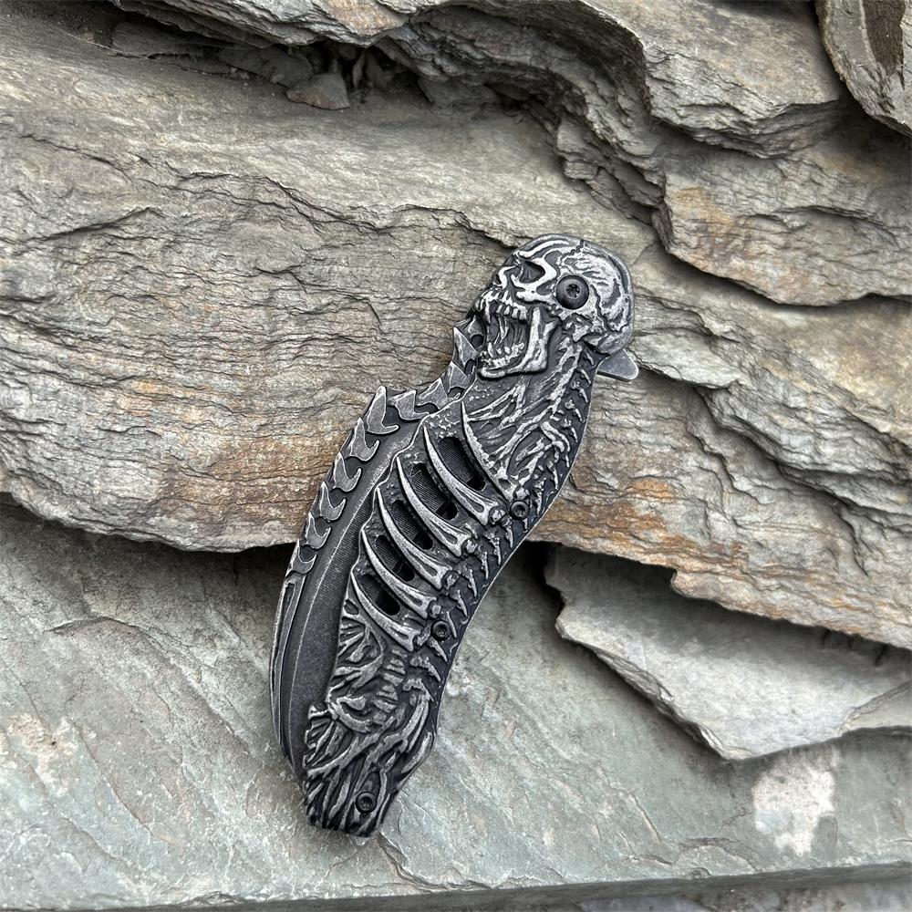 Cool Skull Folding Knife Tool