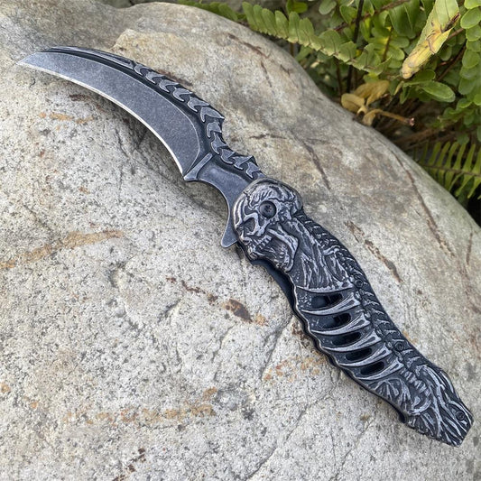 Cool Skull Folding Knife Tool