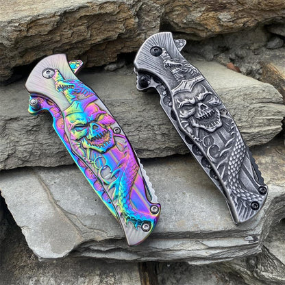 Snake Skull Relief Folding Knife